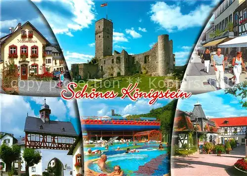 AK / Ansichtskarte Koenigstein_Taunus Burgruine Schwimmbad Ratsstuben Koenigstein_Taunus