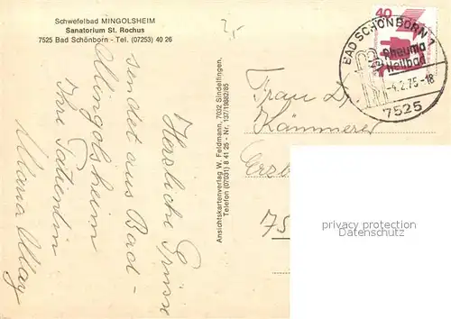 AK / Ansichtskarte Mingolsheim Sanatorium St. Rochus Mingolsheim