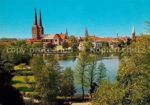 AK / Ansichtskarte Luebeck Muehlenteich Dom Tuermen  Luebeck