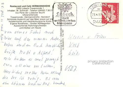 AK / Ansichtskarte Travemuende_Ostseebad Restaurant Hermannshoehe Travemuende_Ostseebad