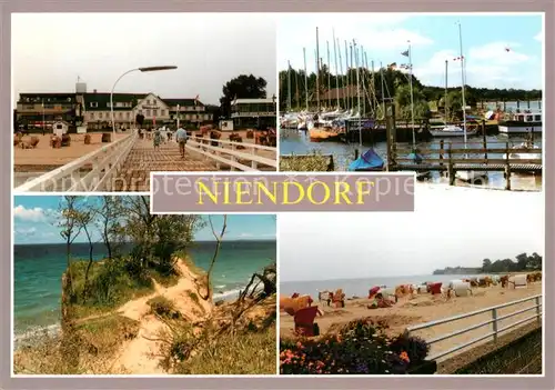 AK / Ansichtskarte Niendorf_Ostseebad Bruecke Strand Hafen  Niendorf_Ostseebad
