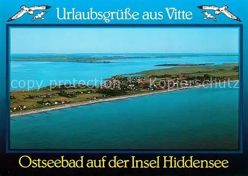 AK / Ansichtskarte Vitte_Hiddensee Ostseebad Ostseeinsel Fliegeraufnahme Vitte Hiddensee