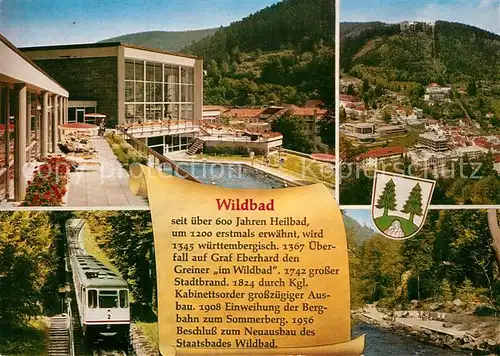 AK / Ansichtskarte Bad_Wildbad Heilbad Kurklinik Bergbahn Partie am Fluss Schwarzwald Chronik Bad_Wildbad