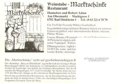 AK / Ansichtskarte Bad_Duerkheim Marktschaenke Weinstube Restaurant Skulptur Denkmal Statue Bad_Duerkheim