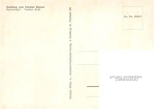 AK / Ansichtskarte Rantum_Sylt Gasthaus Pension Boysen Rantum Sylt