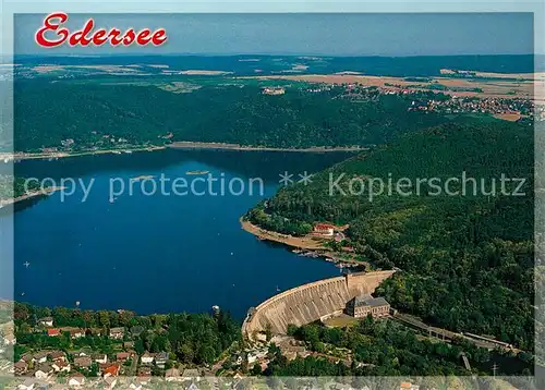 AK / Ansichtskarte Edersee Stausee Sperrmauer Fliegeraufnahme Edersee