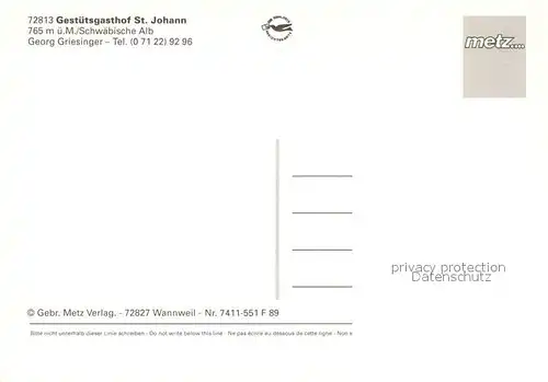 AK / Ansichtskarte St_Johann_Wuerttemberg Gestuetsgasthof Schwaebische Alb St_Johann_Wuerttemberg