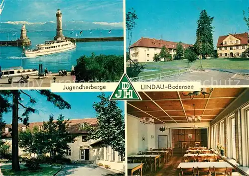 AK / Ansichtskarte Lindau_Bodensee Jugendherberge Faehre Hafen Lindau Bodensee
