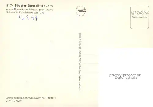 AK / Ansichtskarte Benediktbeuern Kloster Fliegeraufnahme Benediktbeuern