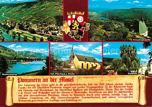 AK / Ansichtskarte Pommern_Mosel Panorama Kreuzwegkapelle Moselcamping Pfarrhaus Kirche Dorfplatz Pommern Mosel
