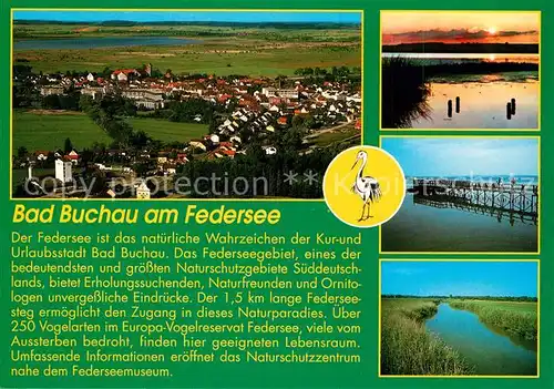 AK / Ansichtskarte Bad_Buchau_Federsee Fliegeraufnahme Seepartien Bad_Buchau_Federsee