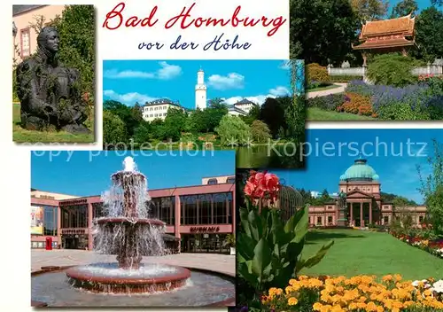 AK / Ansichtskarte Bad_Homburg Skulptur Weisser Turm Park Brunnen Kurhaus Bad_Homburg