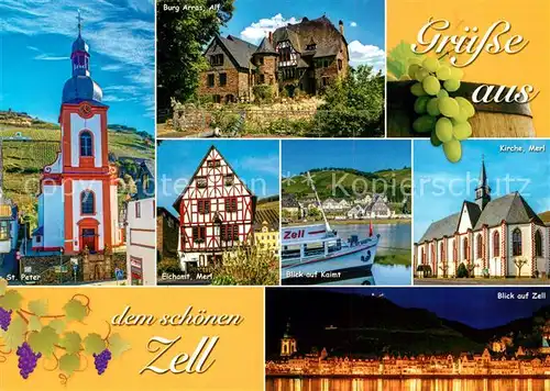 AK / Ansichtskarte Zell_Mosel St Peter Burg Arras Eichamt und Kirche Merl Kaimt Moselpartie Zell_Mosel