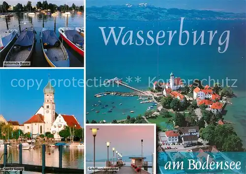 AK / Ansichtskarte Wasserburg_Bodensee Bootsliegeplatz St Georg Schiffsanlegestelle Fliegeraufnahme Wasserburg Bodensee