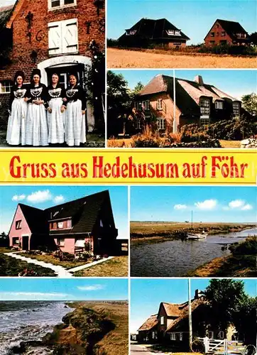 AK / Ansichtskarte Hedehusum Trachtengruppe Inselhaeuser Kanal Hedehusum