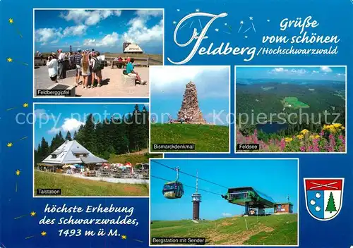 AK / Ansichtskarte Feldberg_Schwarzwald Gipfel Talstation Bismarckdenkmal Bergstation mit Sender Feldsee Feldberg Schwarzwald