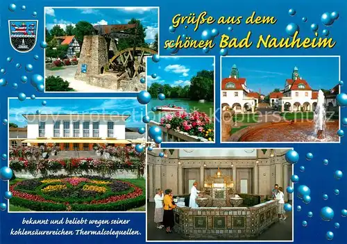 AK / Ansichtskarte Bad_Nauheim Muehlrad Kurhaus Brunnen Trinkhalle Bad_Nauheim