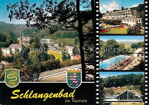 AK / Ansichtskarte Schlangenbad_Taunus Panorama Kuranlagen Schwimmbad Schlangenbad_Taunus
