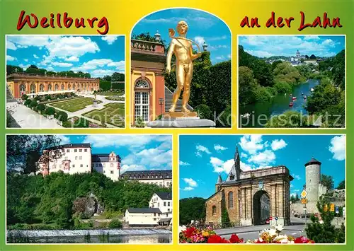 AK / Ansichtskarte Weilburg Schloss Statue Lahnpartie Stadttor Weilburg