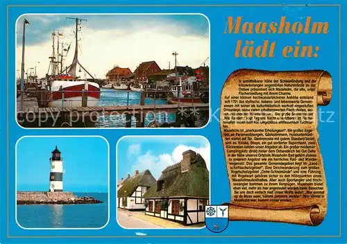 AK / Ansichtskarte Maasholm Hafenpartie Leuchtturm Friesenhaeuser Maasholm
