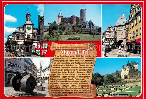 AK / Ansichtskarte Mayen Altes Rathaus Brueckentor Am Muehlenturm Schloss Buerresheim Mayen