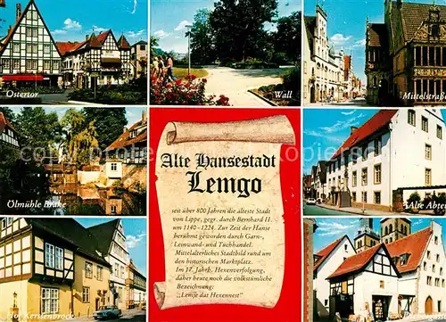 AK / Ansichtskarte Lemgo Ostertor Wall Mittelstrasse oelmuehle Brake Alte Abtei Hof Kersenbrock Diebesgasse Lemgo