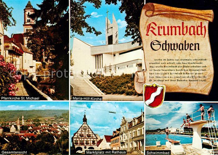 AK / Ansichtskarte Krumbach_Schwaben Pfarrkirche St Michael Maria Hilf