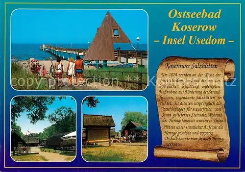 AK / Ansichtskarte Koserow_Ostseebad_Usedom Seebruecke Heringsparkhuetten Koserow_Ostseebad_Usedom