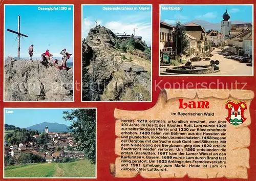 AK / Ansichtskarte Lam_Oberpfalz Ossergipfel Osserschutzhaus Marktplatz Lam Lam_Oberpfalz