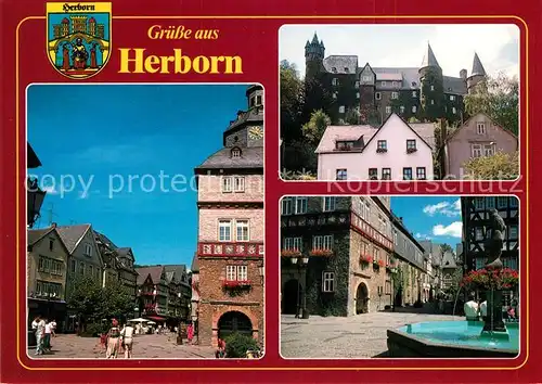 AK / Ansichtskarte Herborn_Hessen Herborner Schloss Marktplatz Rathaus Herborn Hessen