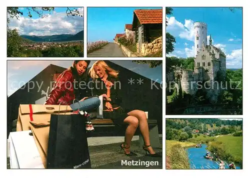 AK / Ansichtskarte Metzingen_Wuerttemberg Outlet Strasse Schloss Bachlauf Metzingen Wuerttemberg