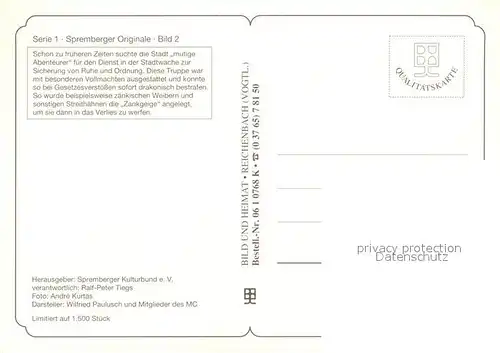 AK / Ansichtskarte Spremberg_Niederlausitz Historische Stadtwache mit ihrem Obristen Hadubrand Spremberg_Niederlausitz