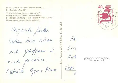 AK / Ansichtskarte Furth_Wald Vertriebenenaltar Kreuzkirche Heimatmuseum Gedenkstein Ehrenhain Furth_Wald