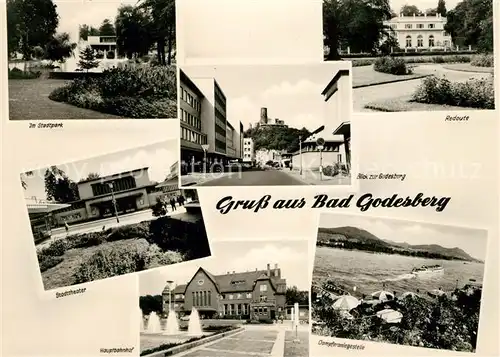 AK / Ansichtskarte Bad_Godesberg Dampferanlegestelle Hauptbahnhof Stattheater Bad_Godesberg