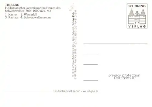 AK / Ansichtskarte Triberg_Schwarzwald Kirche Rathaus Schwarzwaldmuseum Triberg Schwarzwald