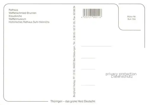 AK / Ansichtskarte Suhl_Thueringer_Wald Waffenschmied Brunnen Kreuzkirche Rathaus Suhl Heinrichs Suhl_Thueringer_Wald