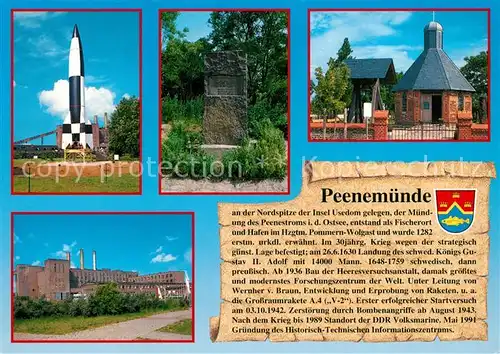 AK / Ansichtskarte Peenemuende Grossrakete Aggregat 4 V2 Gustav Adolf Stein Kapelle Peenemuende