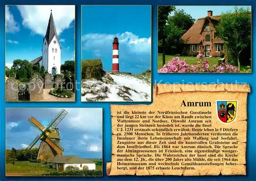 AK / Ansichtskarte Amrum Windmuehle Leuchtturm Kirche Amrum