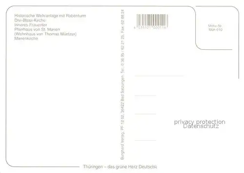 AK / Ansichtskarte Muehlhausen_Thueringen Divi Blasii Kirche Pfarrhaus St. Marien Ratenturm Muehlhausen Thueringen