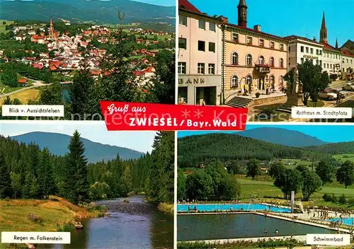 AK / Ansichtskarte Zwiesel_Niederbayern Rathaus Stadtplatz Regen Falkenstein  Zwiesel Niederbayern