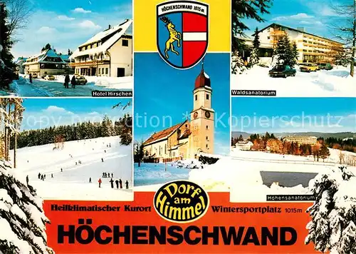 AK / Ansichtskarte Hoechenschwand Hotel Hirschen Waldsanatorium  Hoechenschwand