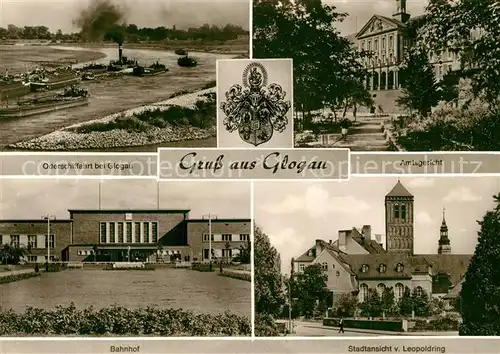 AK / Ansichtskarte Glogau Amtsgericht Bahnhof Oderschiffahrt Glogau
