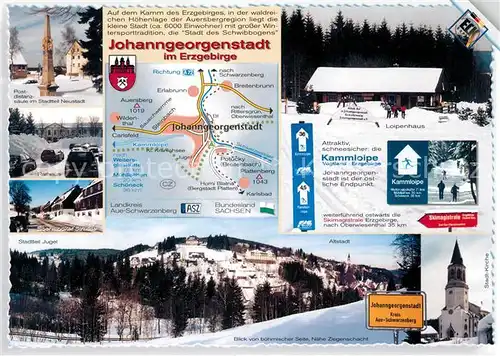 AK / Ansichtskarte Johanngeorgenstadt Postdistanzsaeule Jguel Rathaus Johanngeorgenstadt