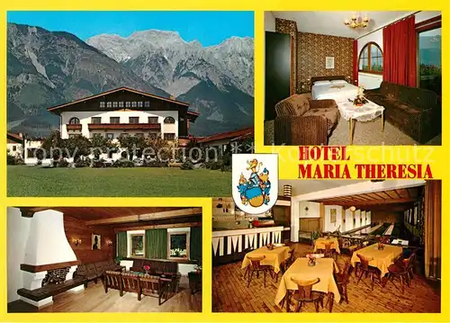 AK / Ansichtskarte Hall_Tirol Hotel Maria Theresia Kaminzimmer Restaurant Alpenblick Hall_Tirol