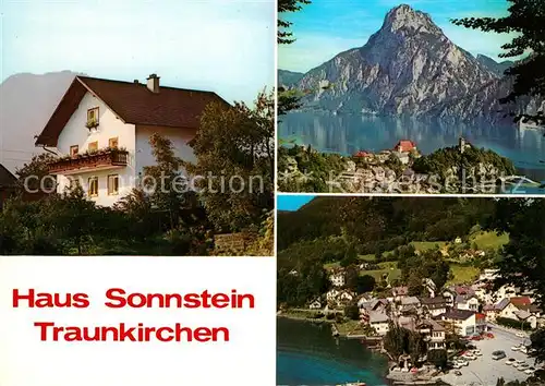 AK / Ansichtskarte Traunkirchen Pension Haus Sonnenstein Traunsee Alpen Fliegeraufnahme Traunkirchen
