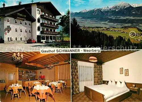 AK / Ansichtskarte Weerberg Gasthof Pension Schwanner Gastraum Fremdenzimmer Alpenpanorama Weerberg