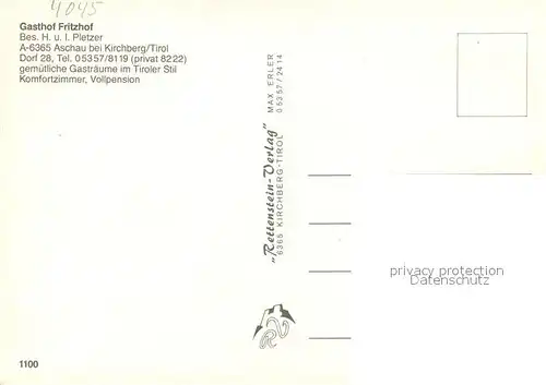 AK / Ansichtskarte Aschau_Tirol Gasthof Fritzhof Aschau Tirol