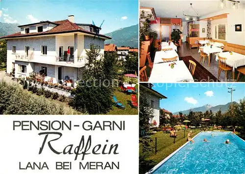 AK / Ansichtskarte Lana_Meran Pension Garni Raffein Swimming Pool Gastraum Lana_Meran