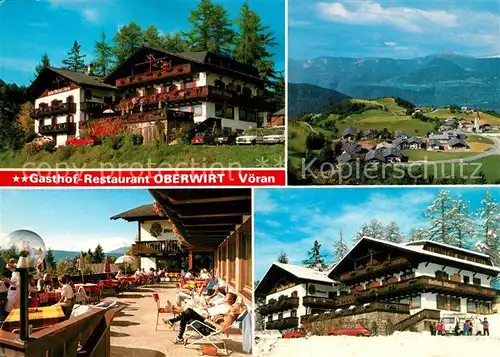 AK / Ansichtskarte Voeran_Verano Gasthof Restaurant Oberwirt Terrasse Landschaftspanorama Alpen Voeran Verano