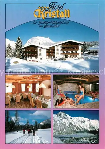 AK / Ansichtskarte Weidach_Leutasch Hotel Kristall Restaurant Hallenbad Langlaufloipen Winterpanorama Alpen Weidach_Leutasch